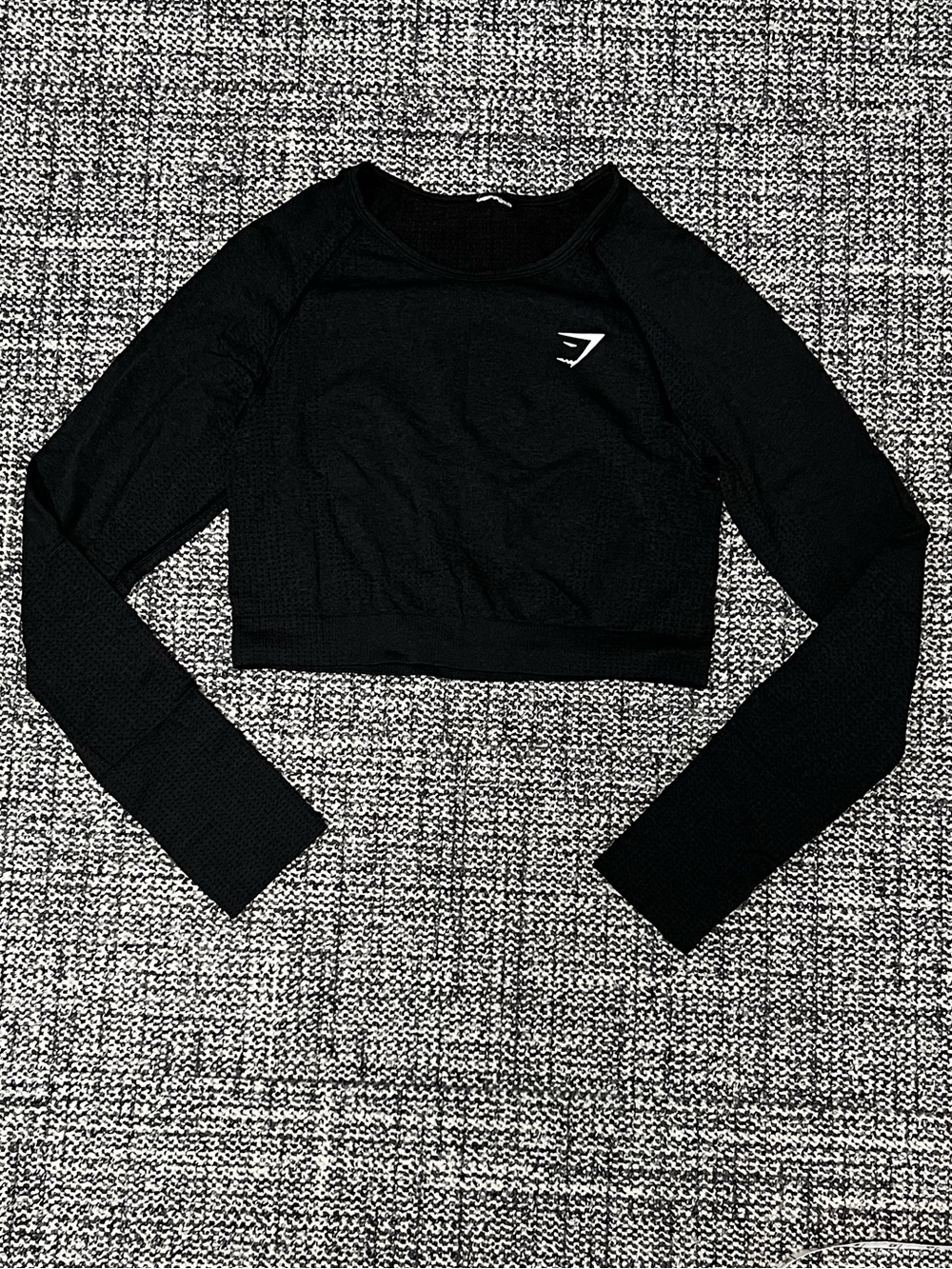 Gymshark Black Long-Sleeve Cropped Performance Top